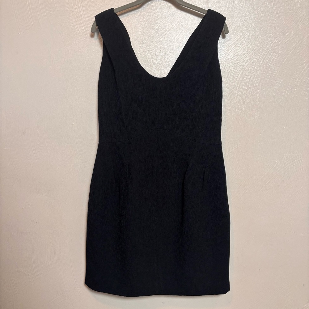 Ann Taylor Womens Dress Sheath Back Neckline Drape Textured Zipper Black Size‎ 8